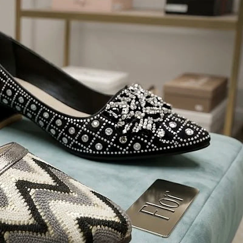 Chevron Woven Wedge Heels – Silver Ankle Strap, detail view 2