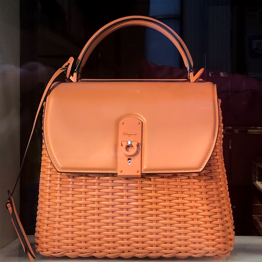 Orange Wicker Handbag, women's bags