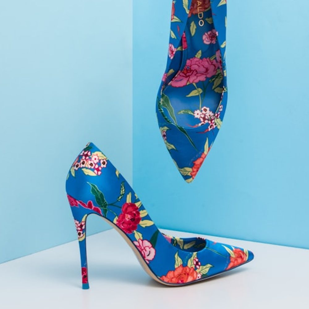 Blue Floral Stilettos, detail view 2