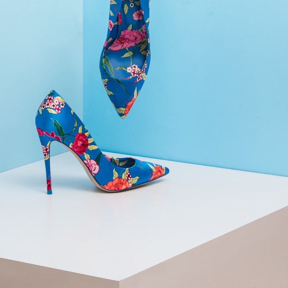 Blue Floral Stilettos, detail view 4