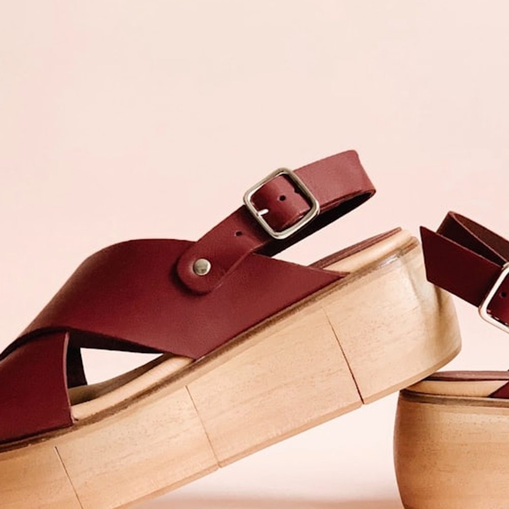 Burgundy Platform Sandals, detail view 2