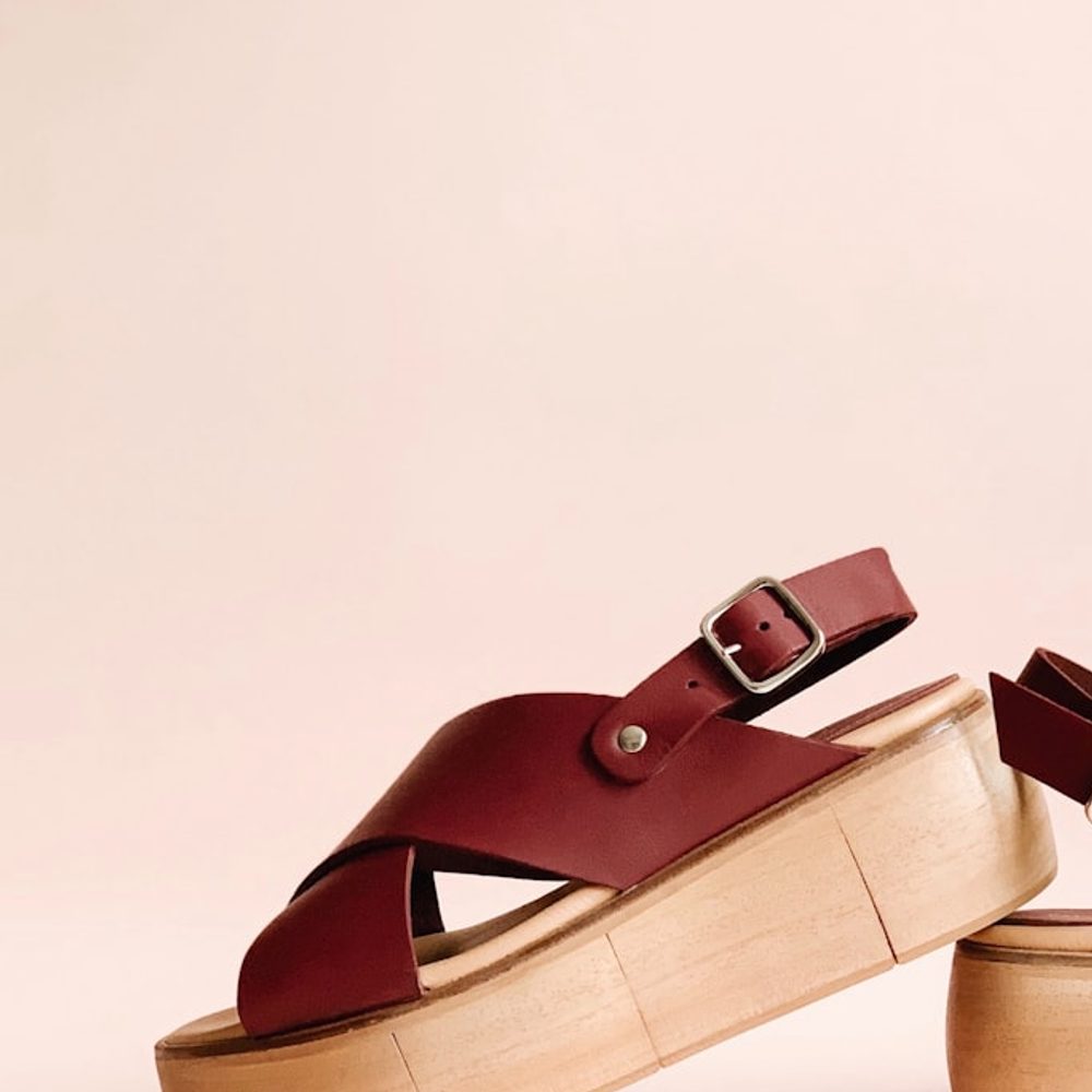 Burgundy Platform Sandals, detail view 3