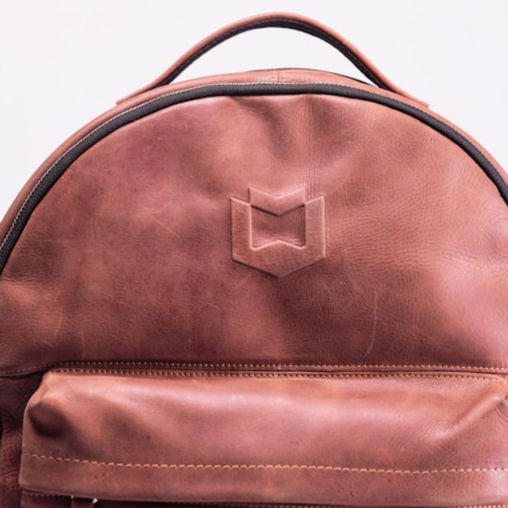 Dusty Rose Leather Backpack, detail view 2