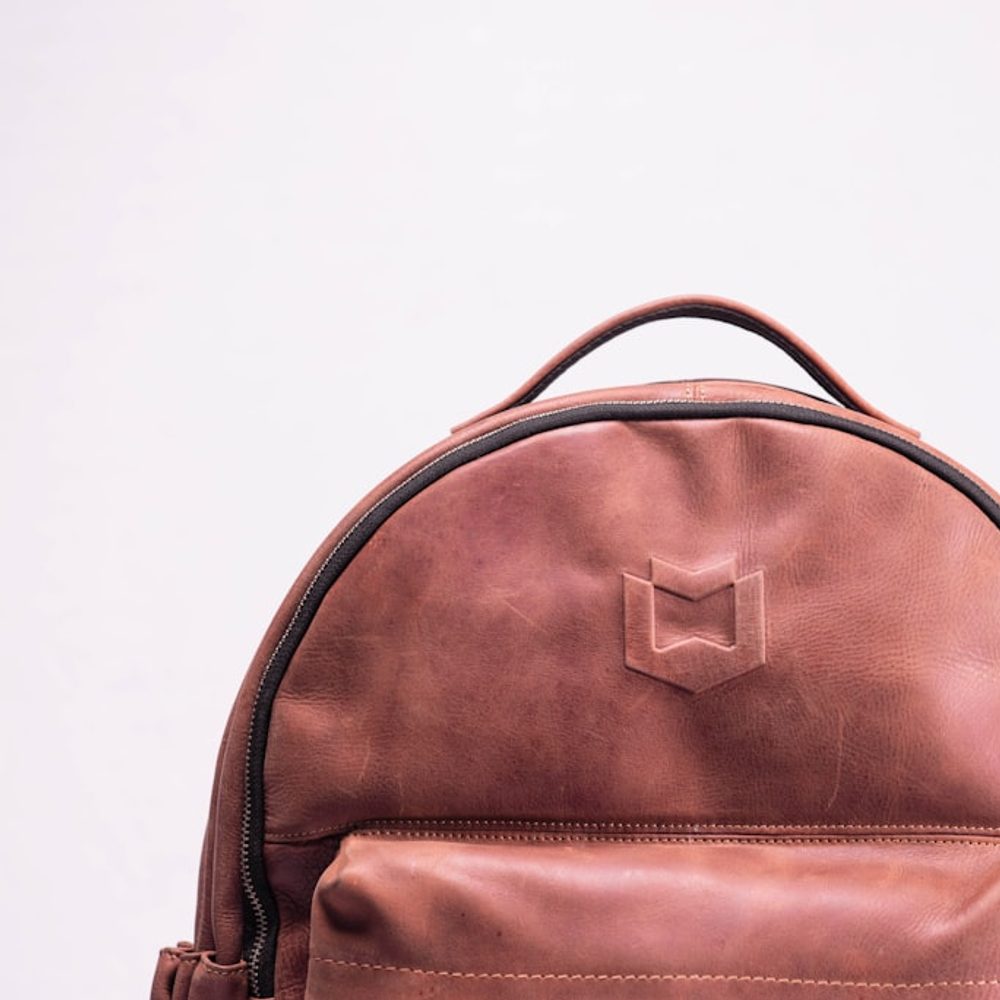 Dusty Rose Leather Backpack, detail view 3
