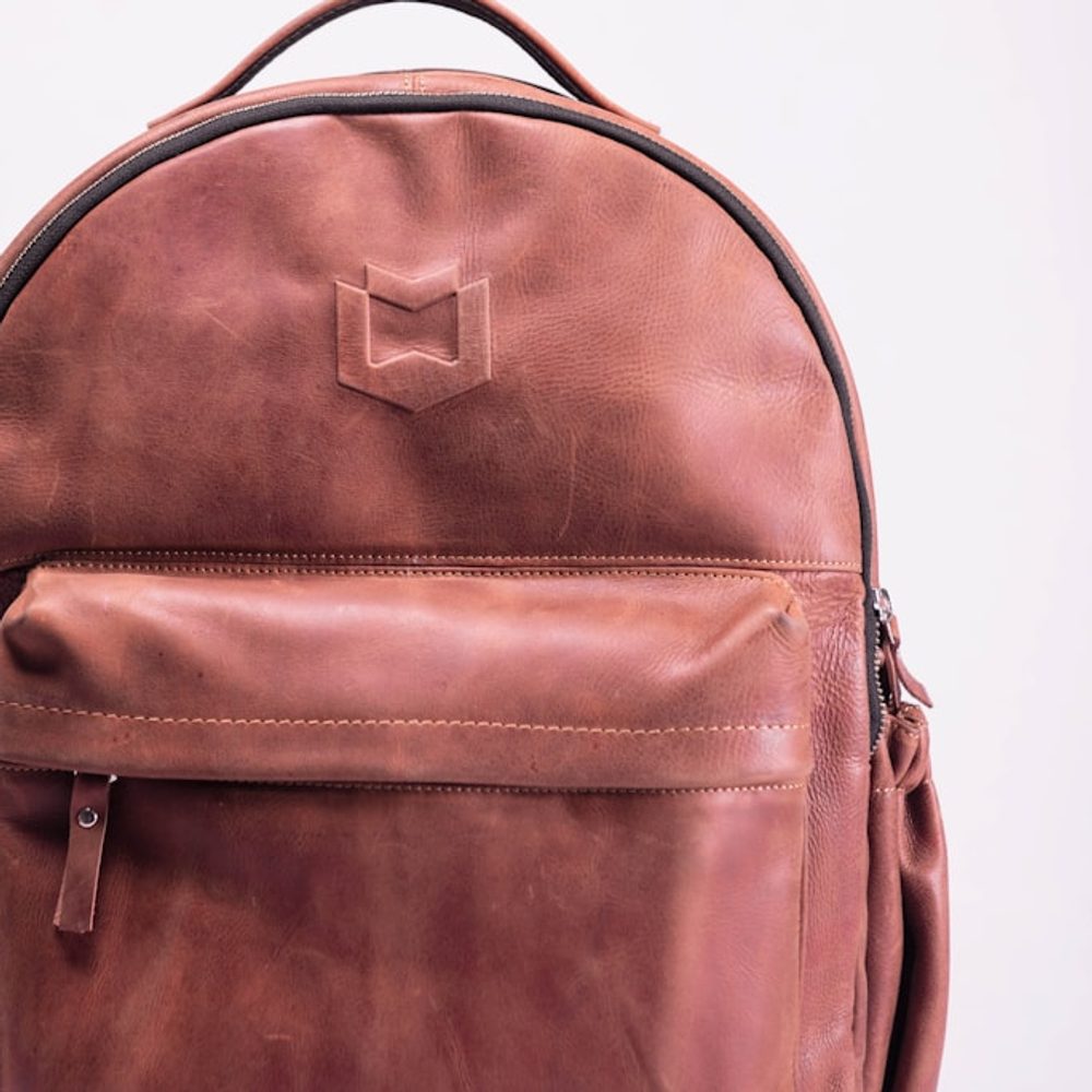 Dusty Rose Leather Backpack, detail view 4