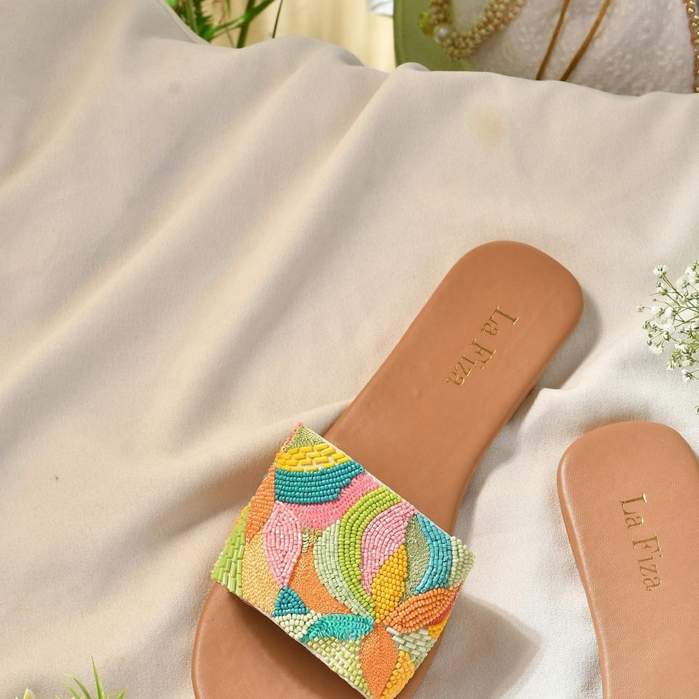 Embroidered Slide Sandals, detail view 3