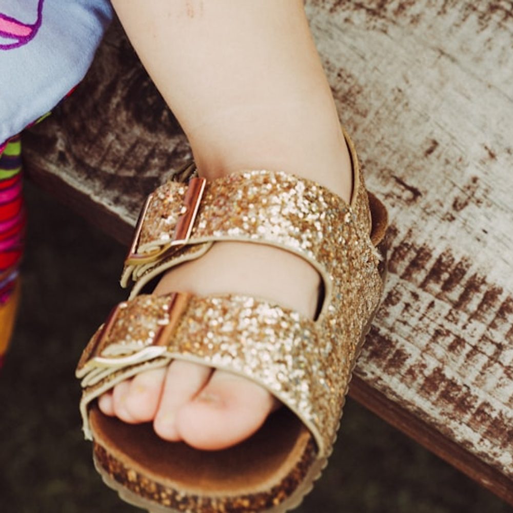 Girls Gold Glitter Slides, detail view 2