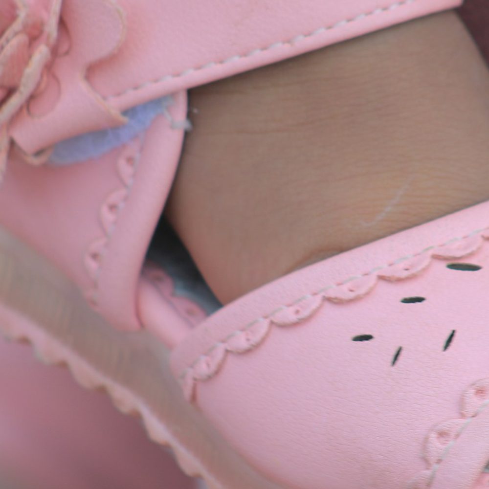 Girls Pink Flower Sandals, detail view 2