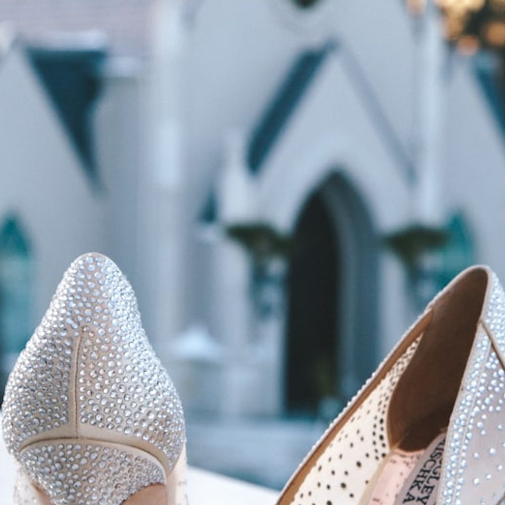Silver Glitter Bridal Heels, detail view 2