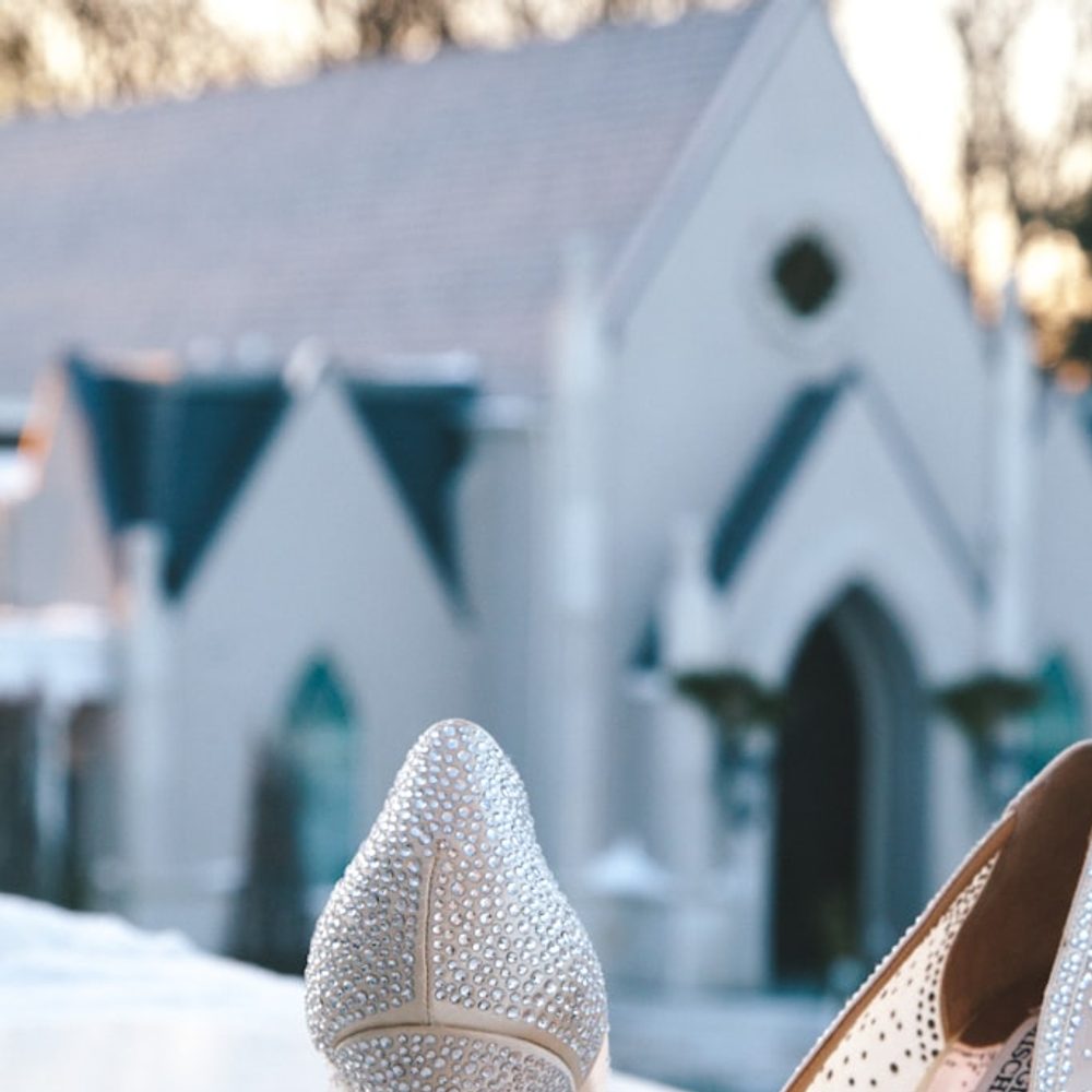 Silver Glitter Bridal Heels, detail view 3